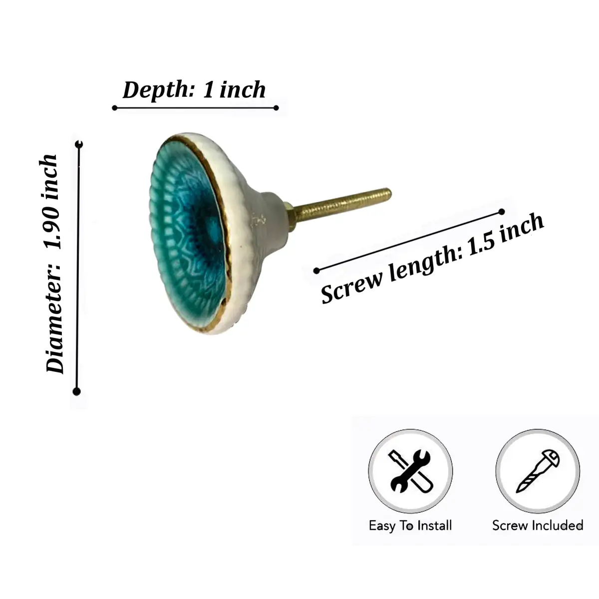 Marrakech Ceramic Knob (each) - Perilla Home