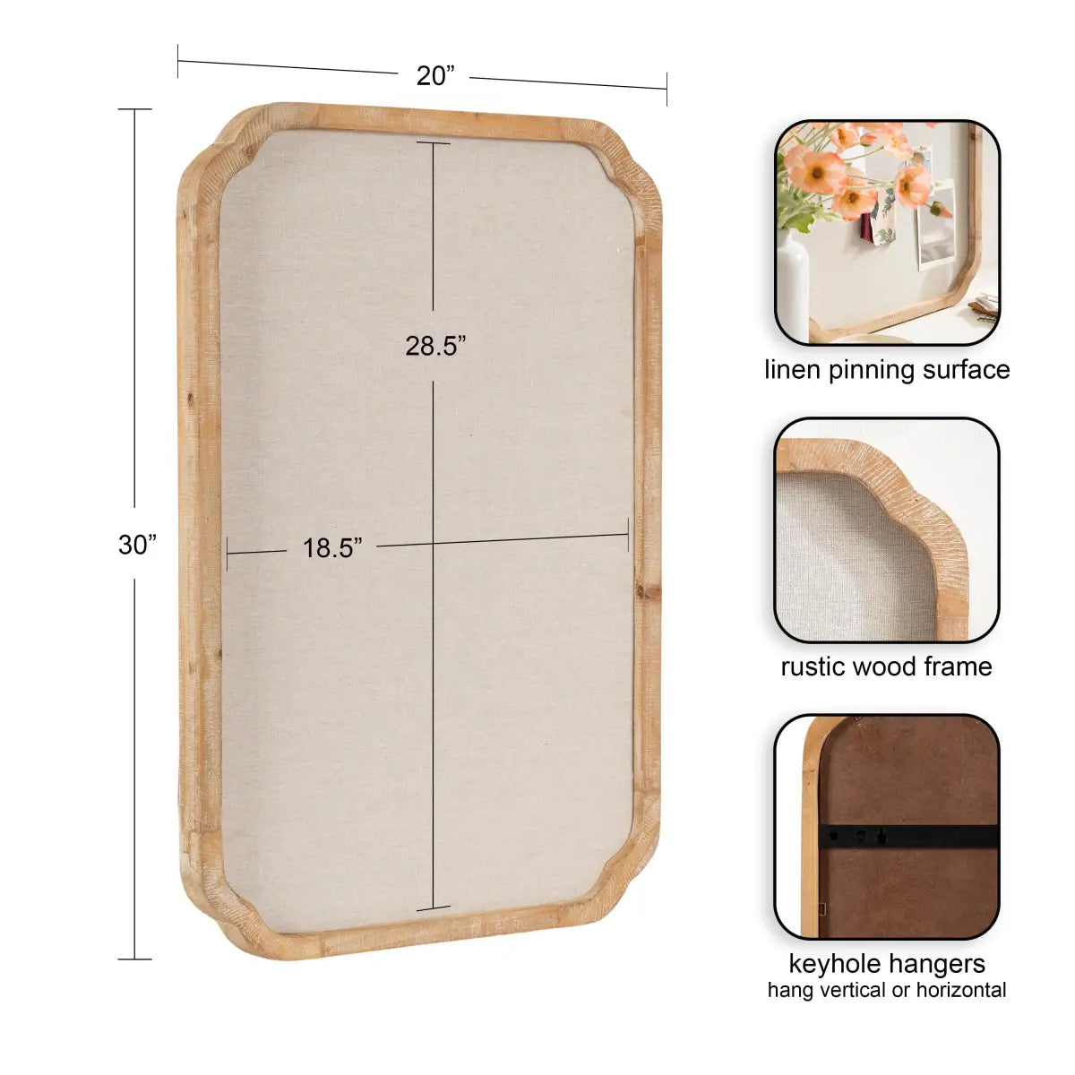 Marston Scalloped Fabric Pinboard or Bulletin Board - kateandlaurel
