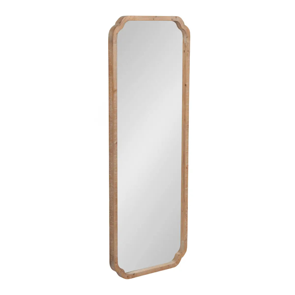 Marston Wood Wall Mirror with Rounded Corners - Brown / 18x48 - kateandlaurel