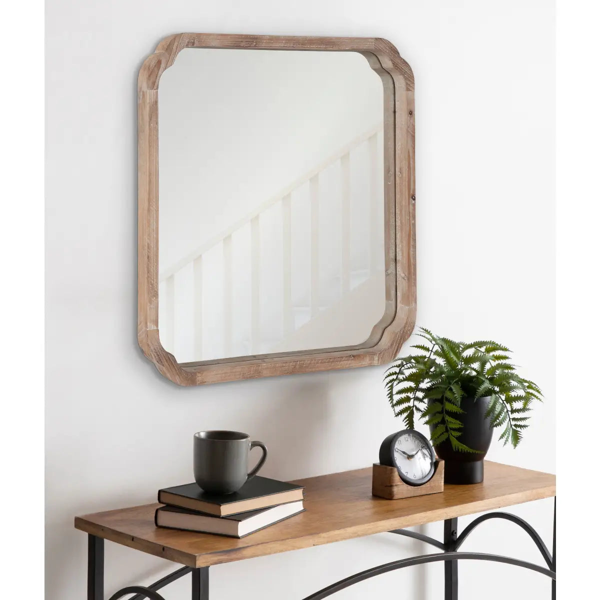 Marston Wood Wall Mirror with Rounded Corners - kateandlaurel