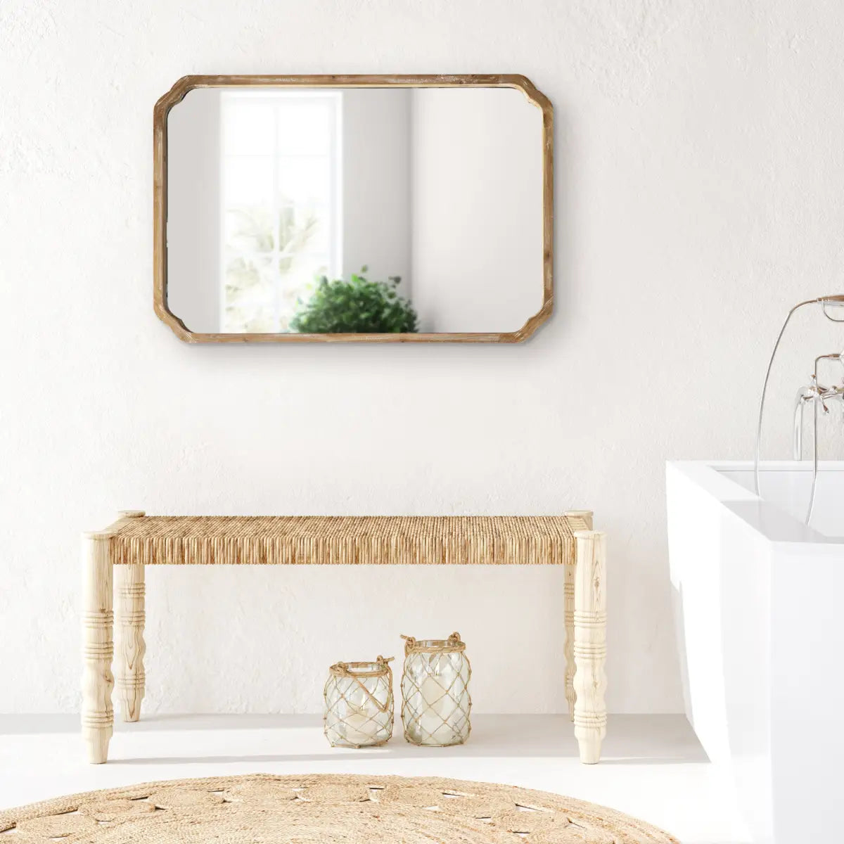 Marston Wood Wall Mirror with Rounded Corners - kateandlaurel