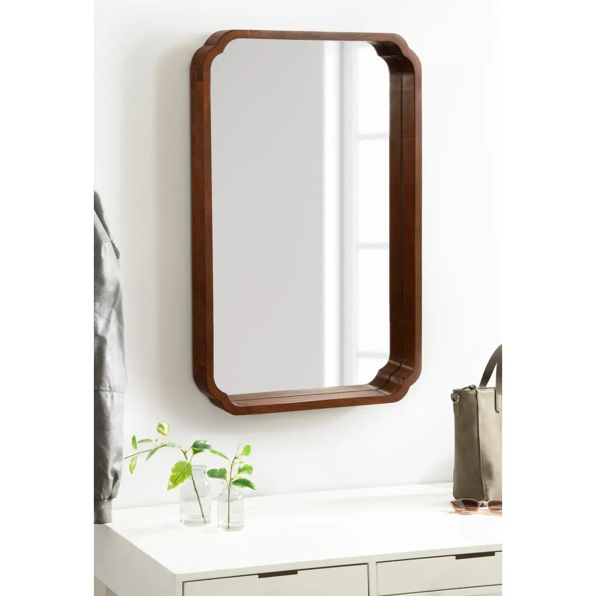 Marston Wood Wall Mirror with Rounded Corners - kateandlaurel
