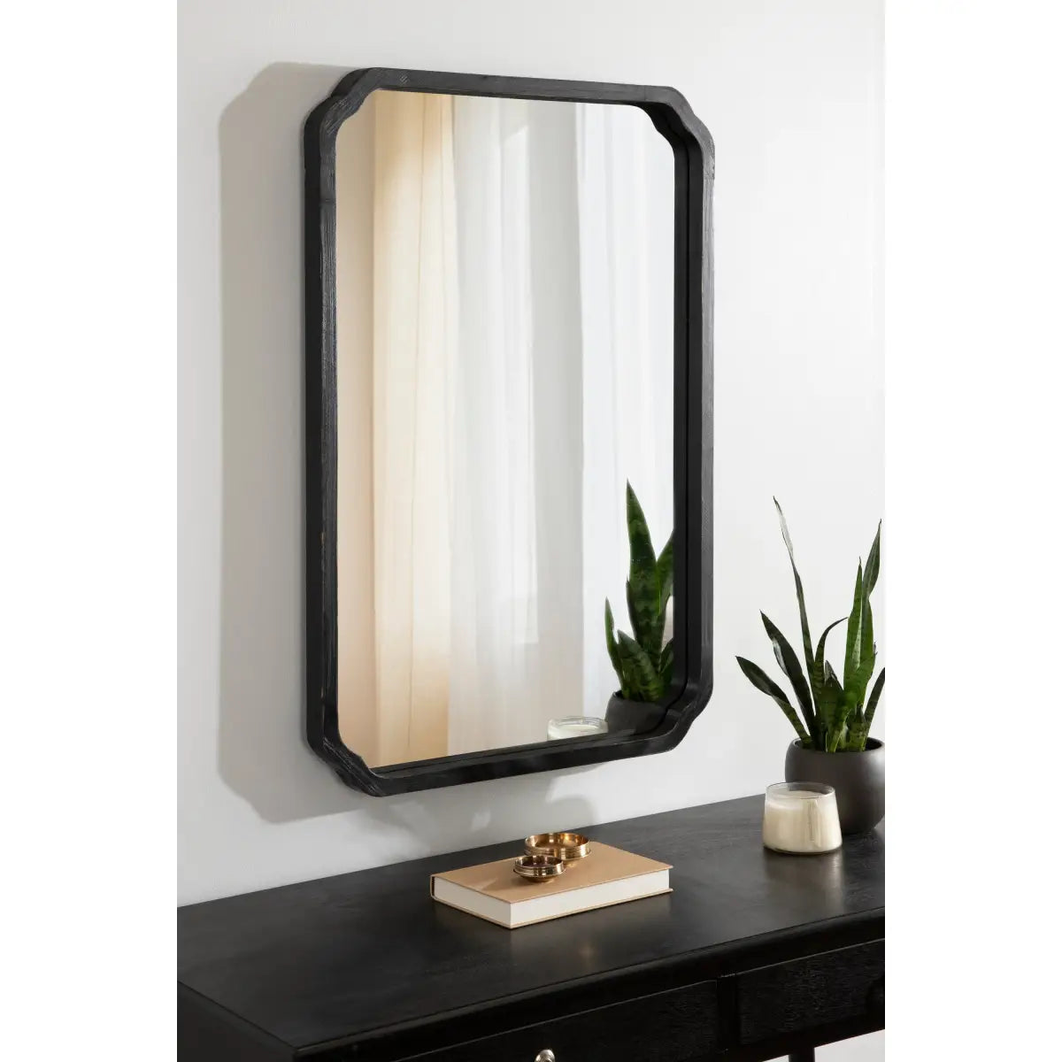Marston Wood Wall Mirror with Rounded Corners - kateandlaurel