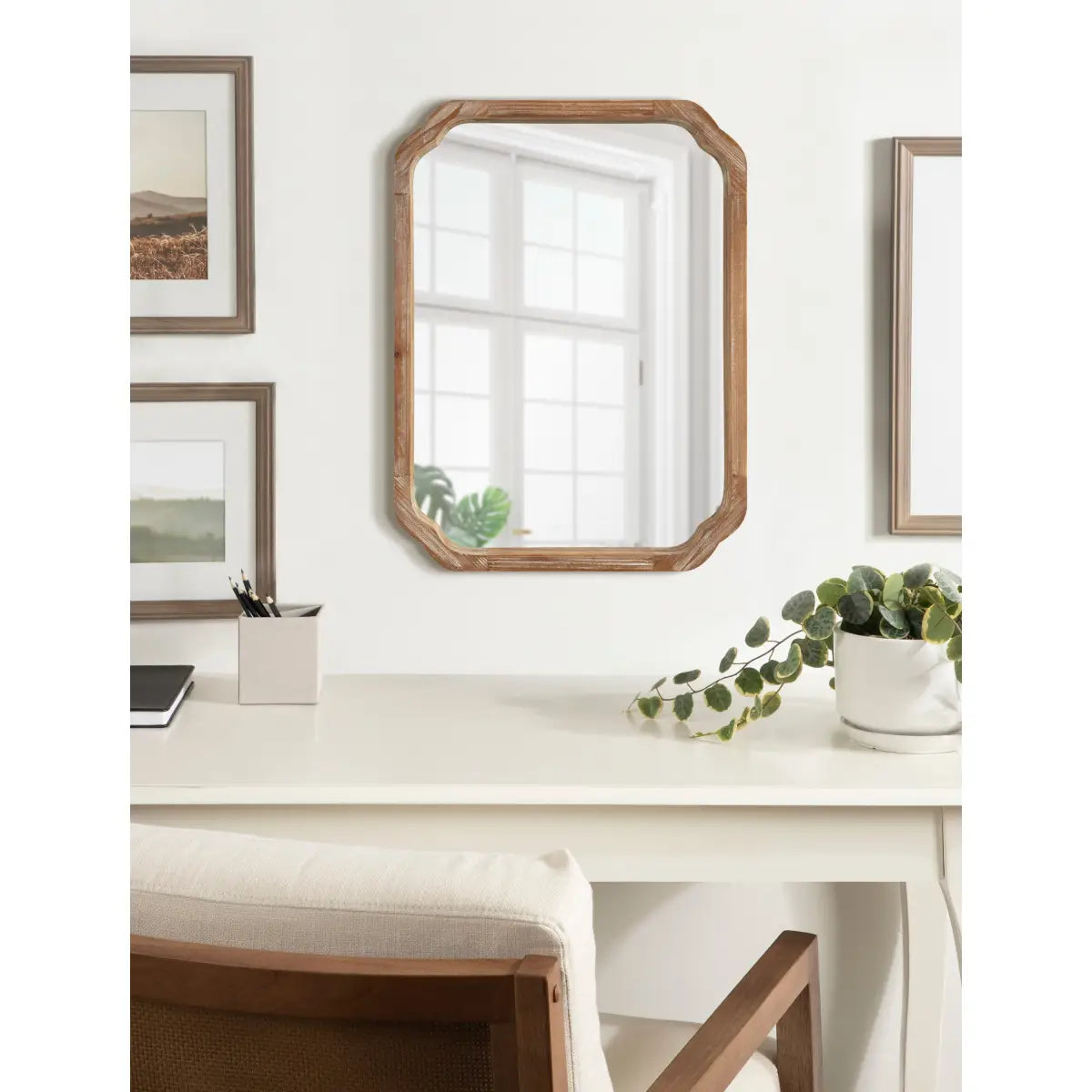 Marston Wood Wall Mirror with Rounded Corners - kateandlaurel