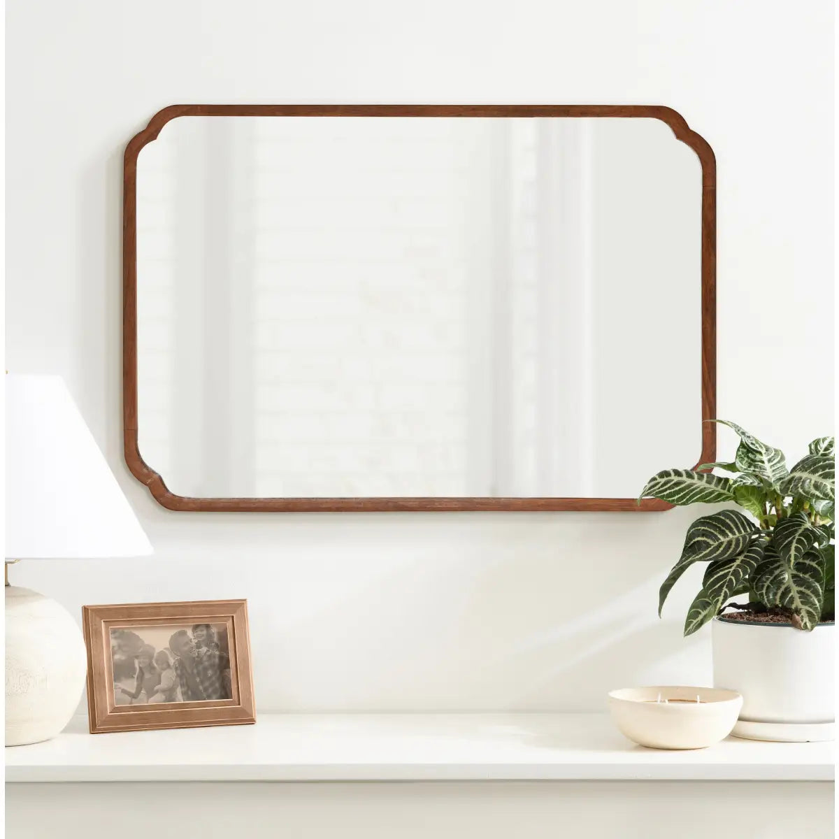 Marston Wood Wall Mirror with Rounded Corners - kateandlaurel