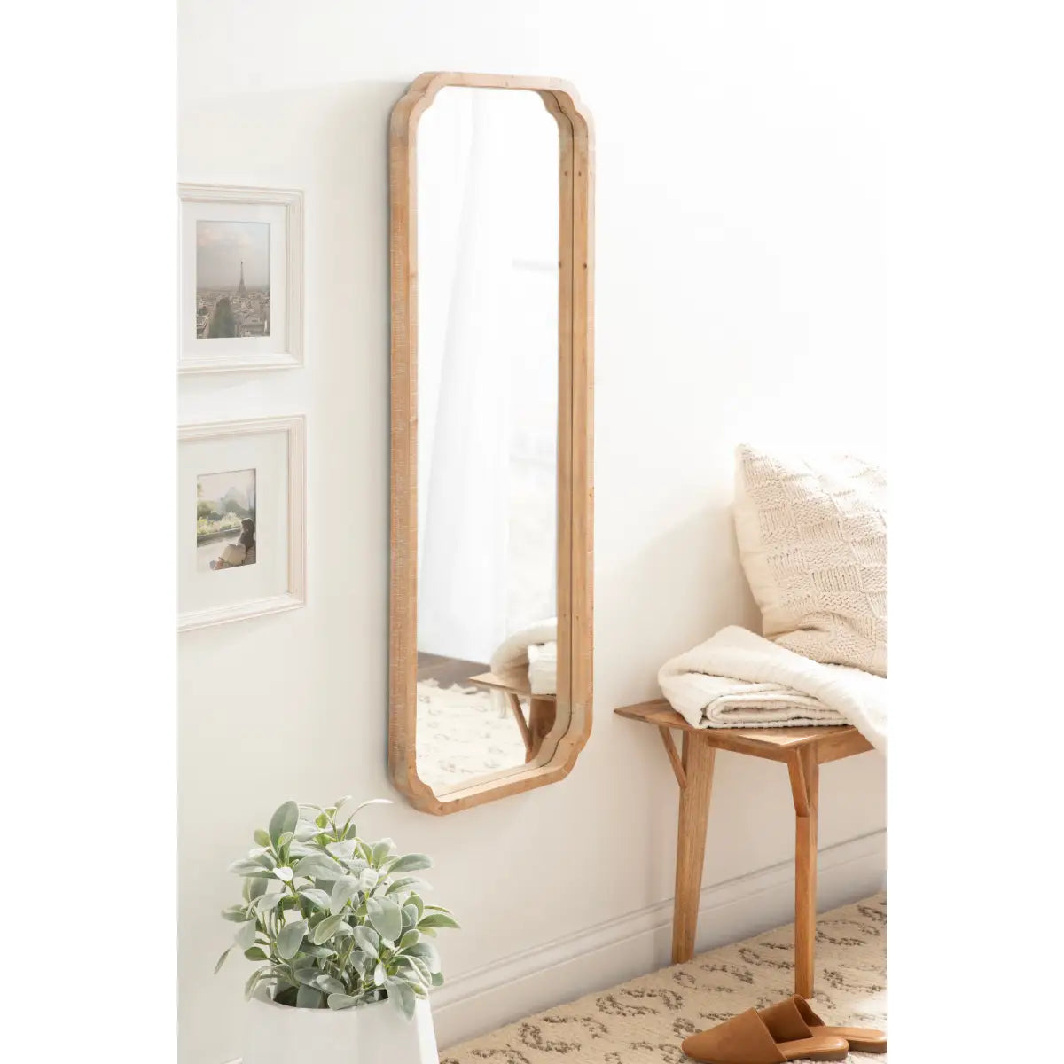 Marston Wood Wall Mirror with Rounded Corners - kateandlaurel