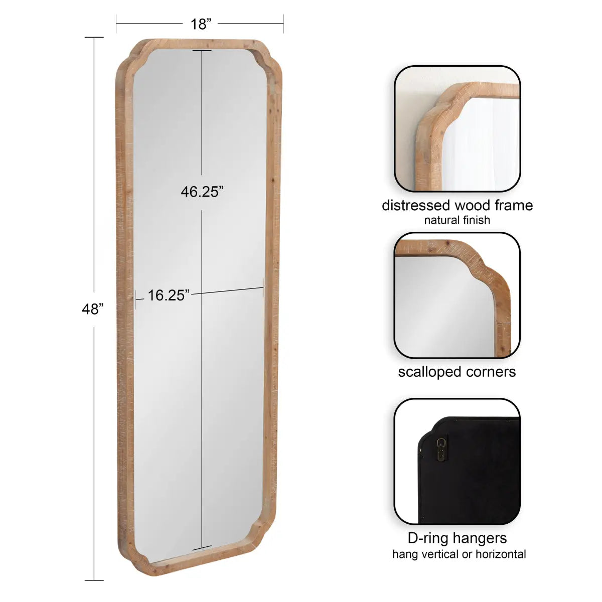 Marston Wood Wall Mirror with Rounded Corners - kateandlaurel