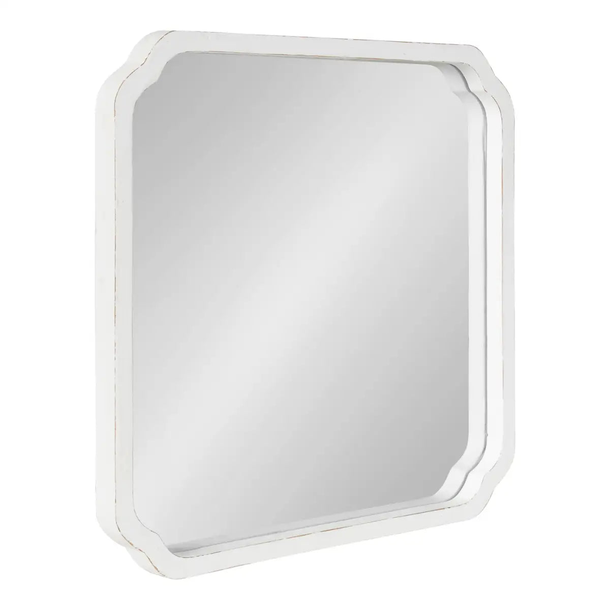 Marston Wood Wall Mirror with Rounded Corners - White / 24x24 - kateandlaurel