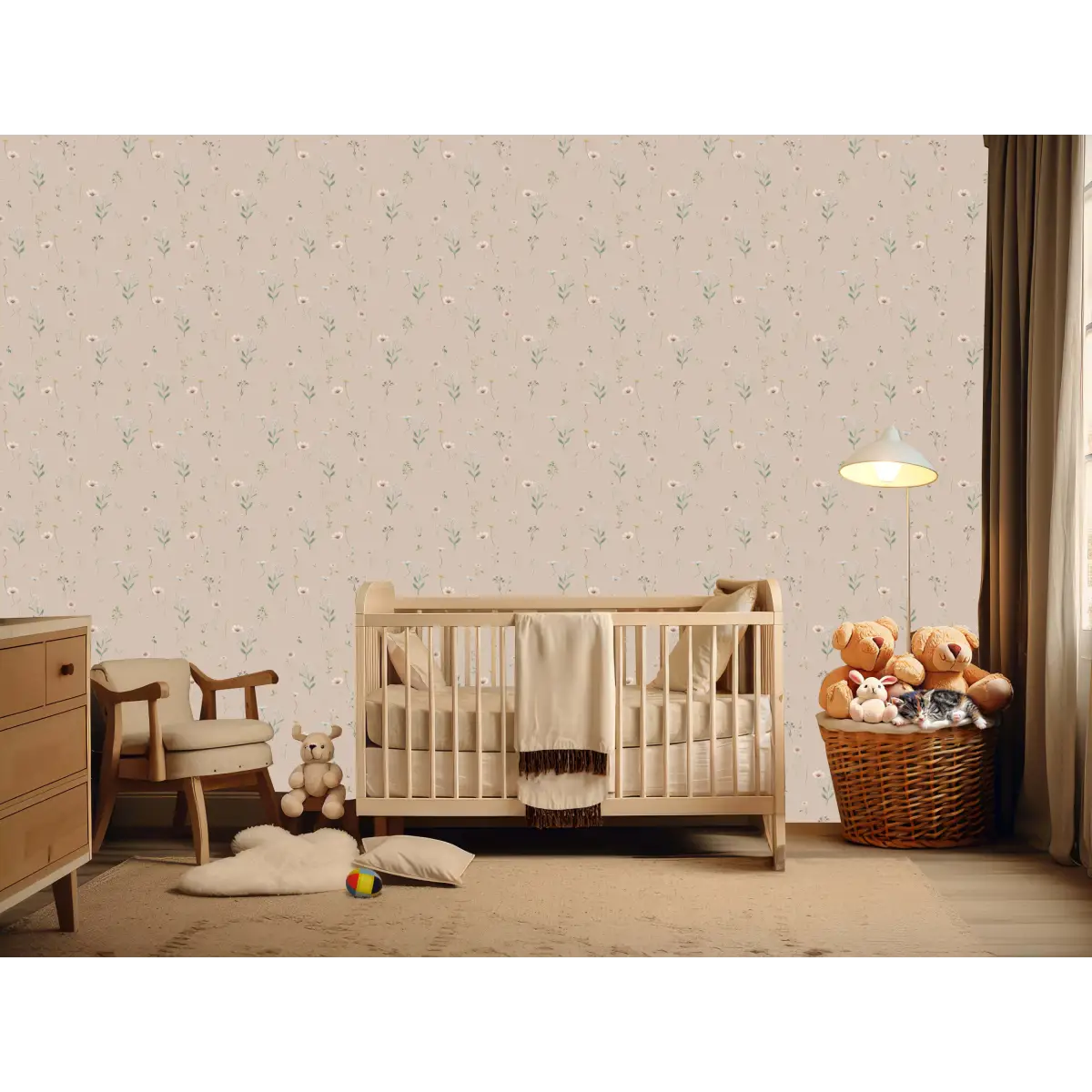 Marta Wallpaper - Sweet Daisies for Kids - by Emily Cooper Art - Loomwell Home Goods