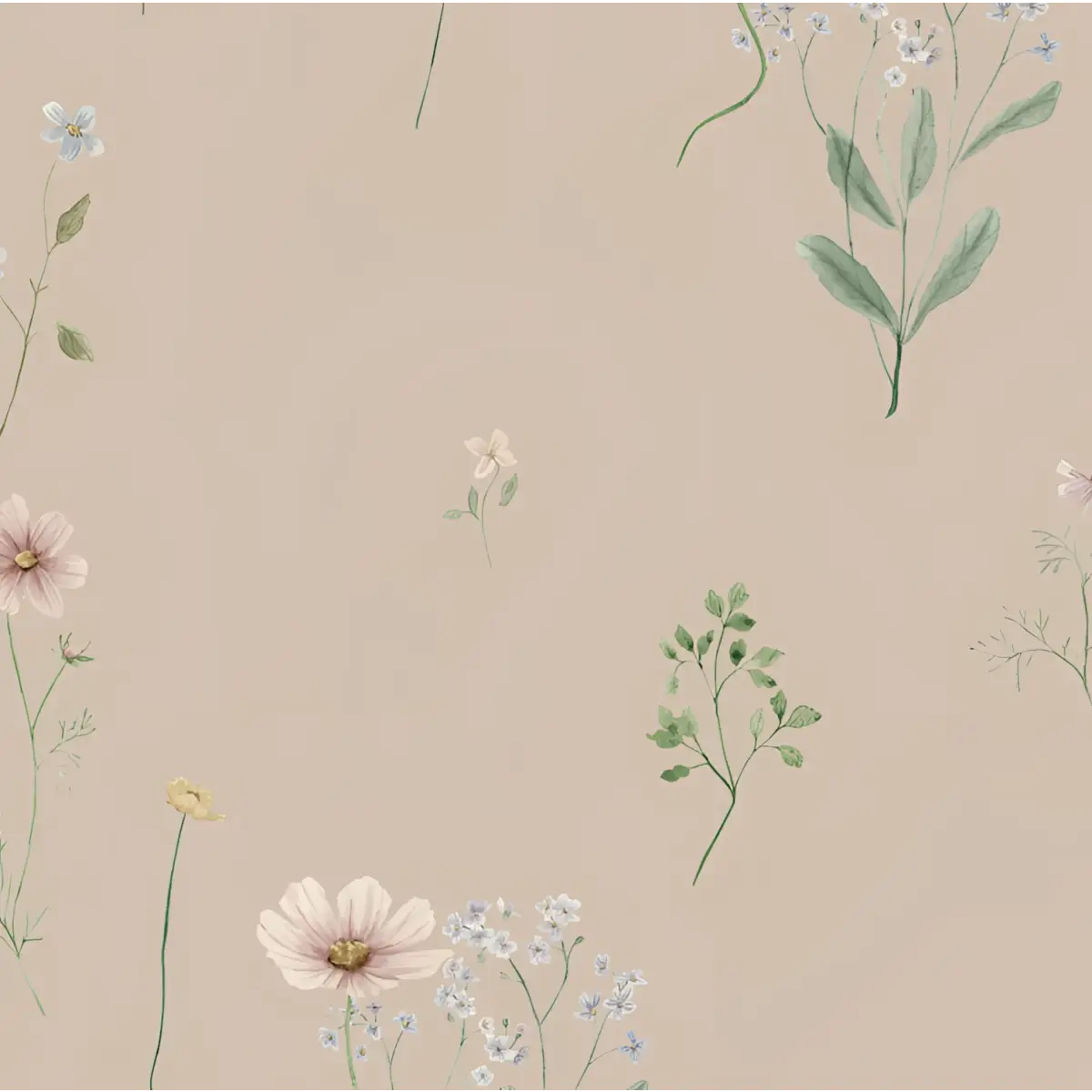 Marta Wallpaper - Sweet Daisies for Kids - by Emily Cooper Art - Sample 1 foot by 1 foot / Neutral - Loomwell Home Goods