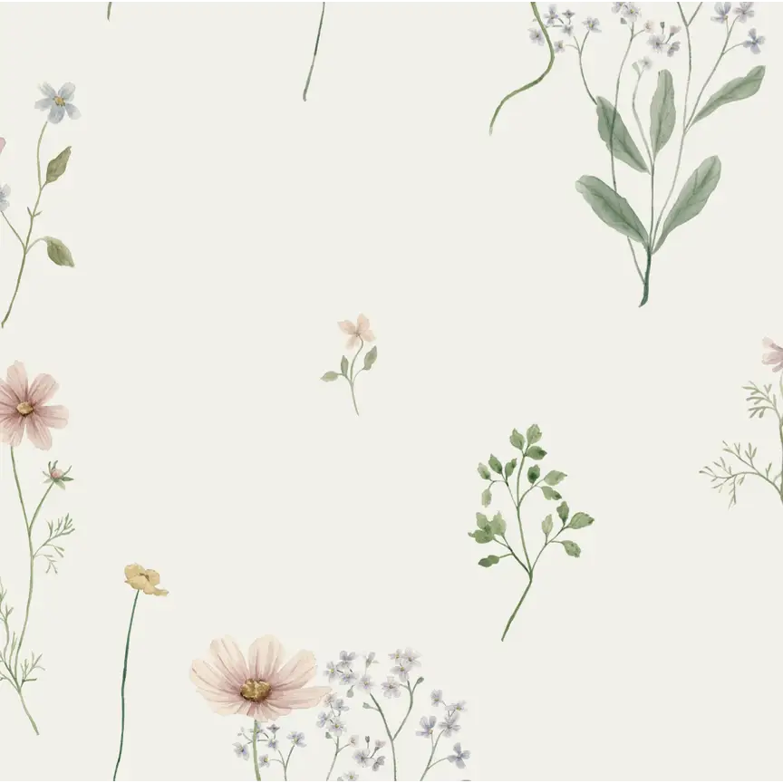 Marta Wallpaper - Sweet Daisies for Kids - by Emily Cooper Art - Sample 1 foot by 1 foot / White - Loomwell Home Goods