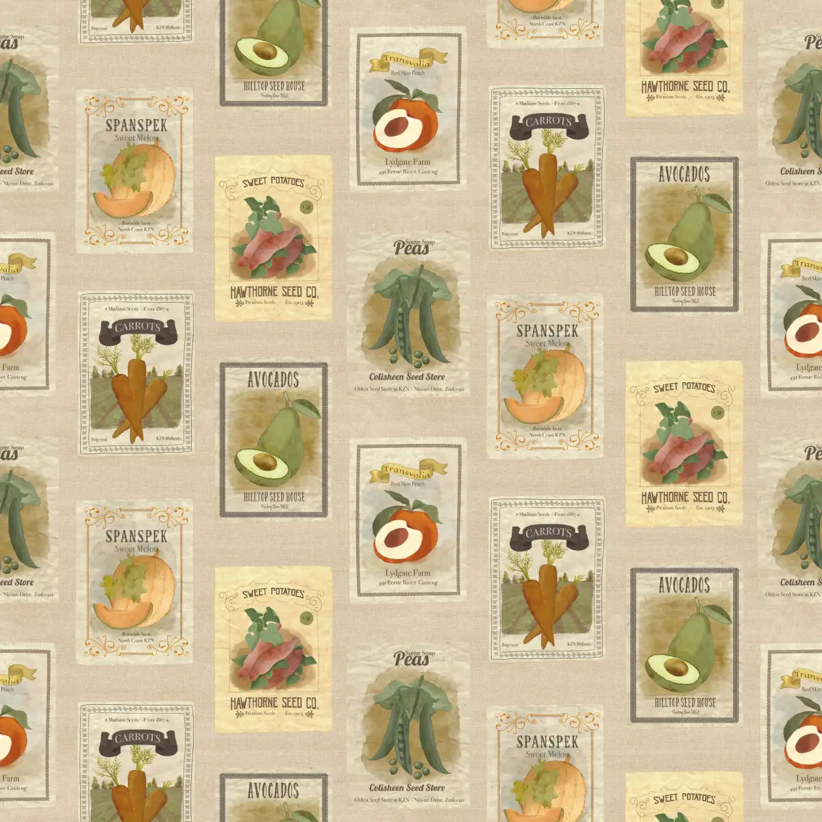 Martha Wallpaper - Vegetable Seed Packets - by Cinnamon Clouds - Loomwell Home Goods