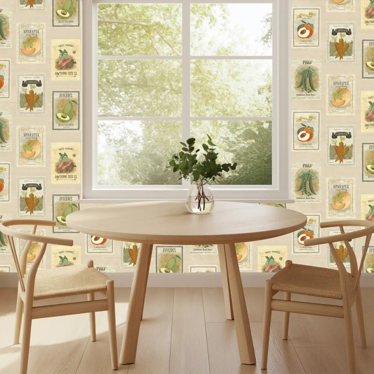 Martha Wallpaper - Vegetable Seed Packets - by Cinnamon Clouds - Loomwell Home Goods