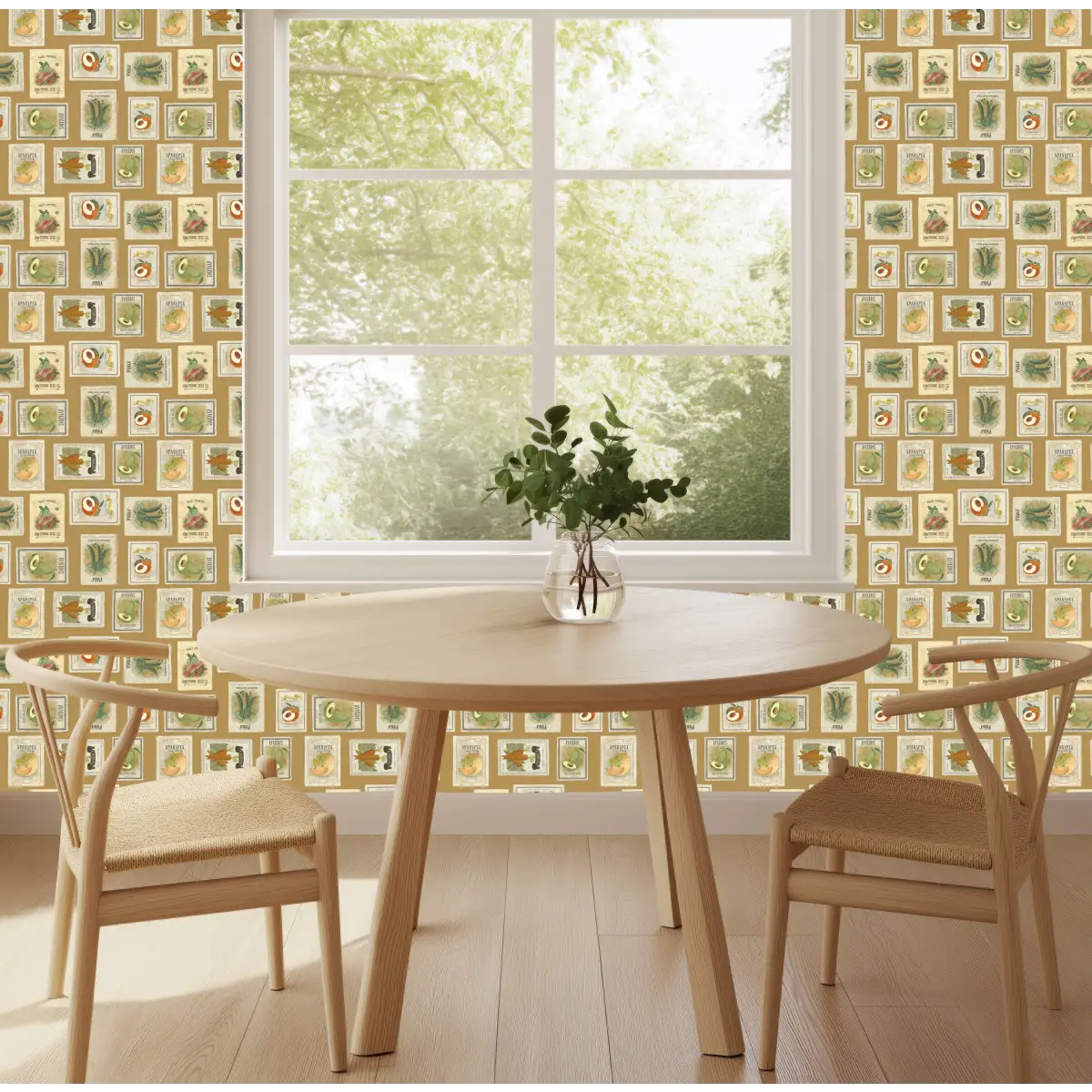 Martha Wallpaper - Vegetable Seed Packets - by Cinnamon Clouds - Loomwell Home Goods