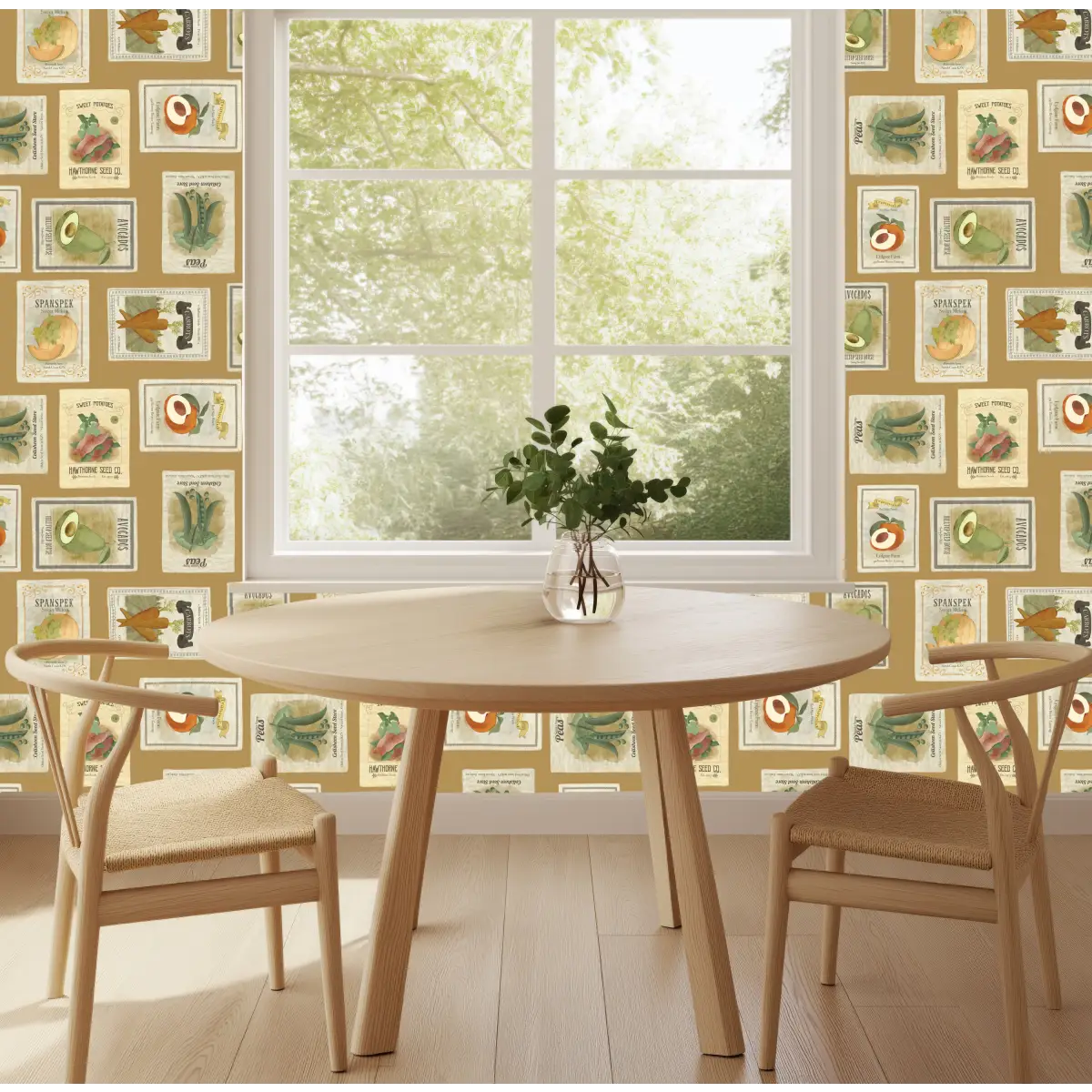 Martha Wallpaper - Vegetable Seed Packets - by Cinnamon Clouds - Loomwell Home Goods