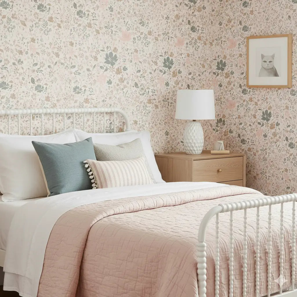 Martie Wallpaper - Muted Natural Flowers - by Creating to Love - Loomwell Home Goods