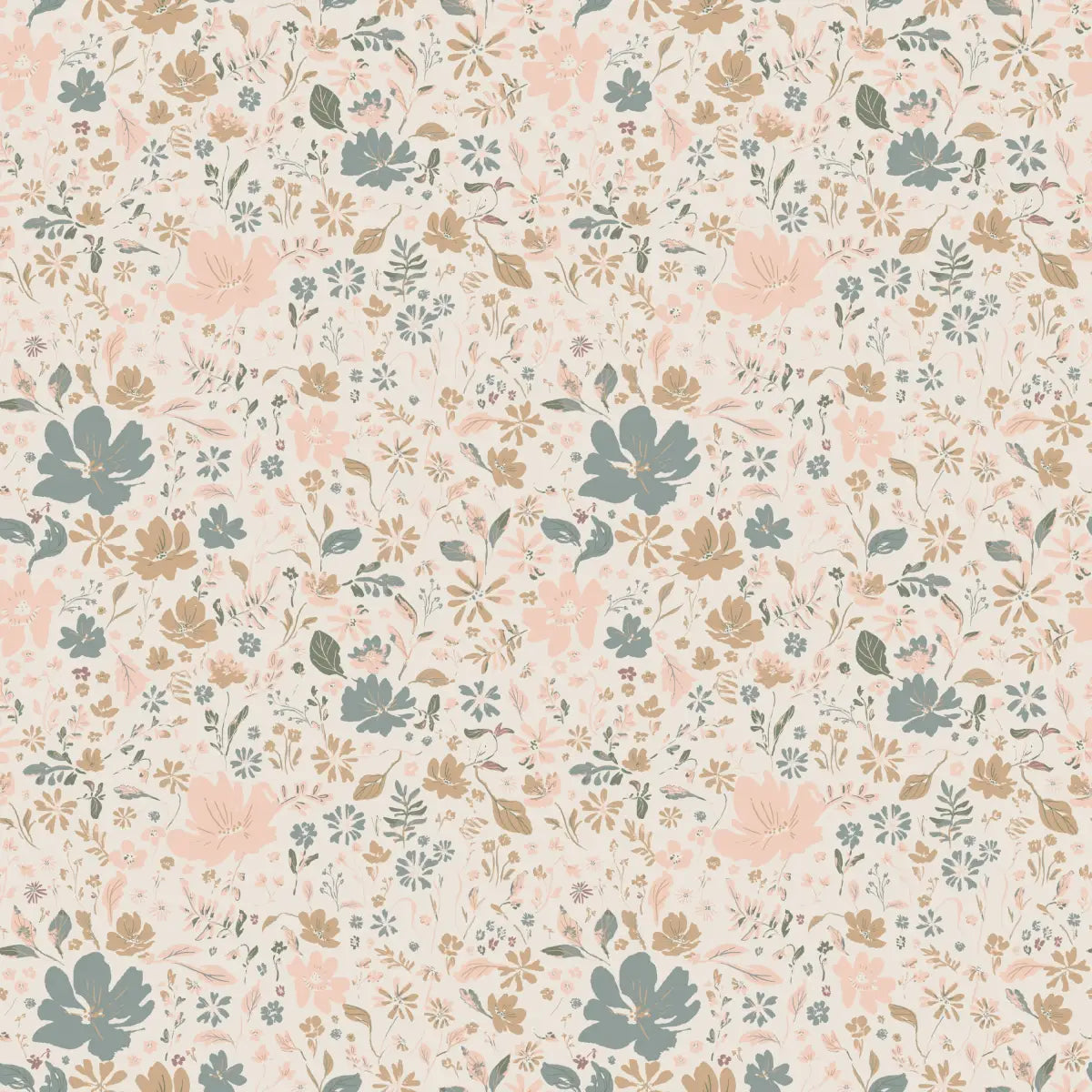 Martie Wallpaper - Muted Natural Flowers - by Creating to Love - Sample 1 foot by 1 foot / Cream - Loomwell Home Goods