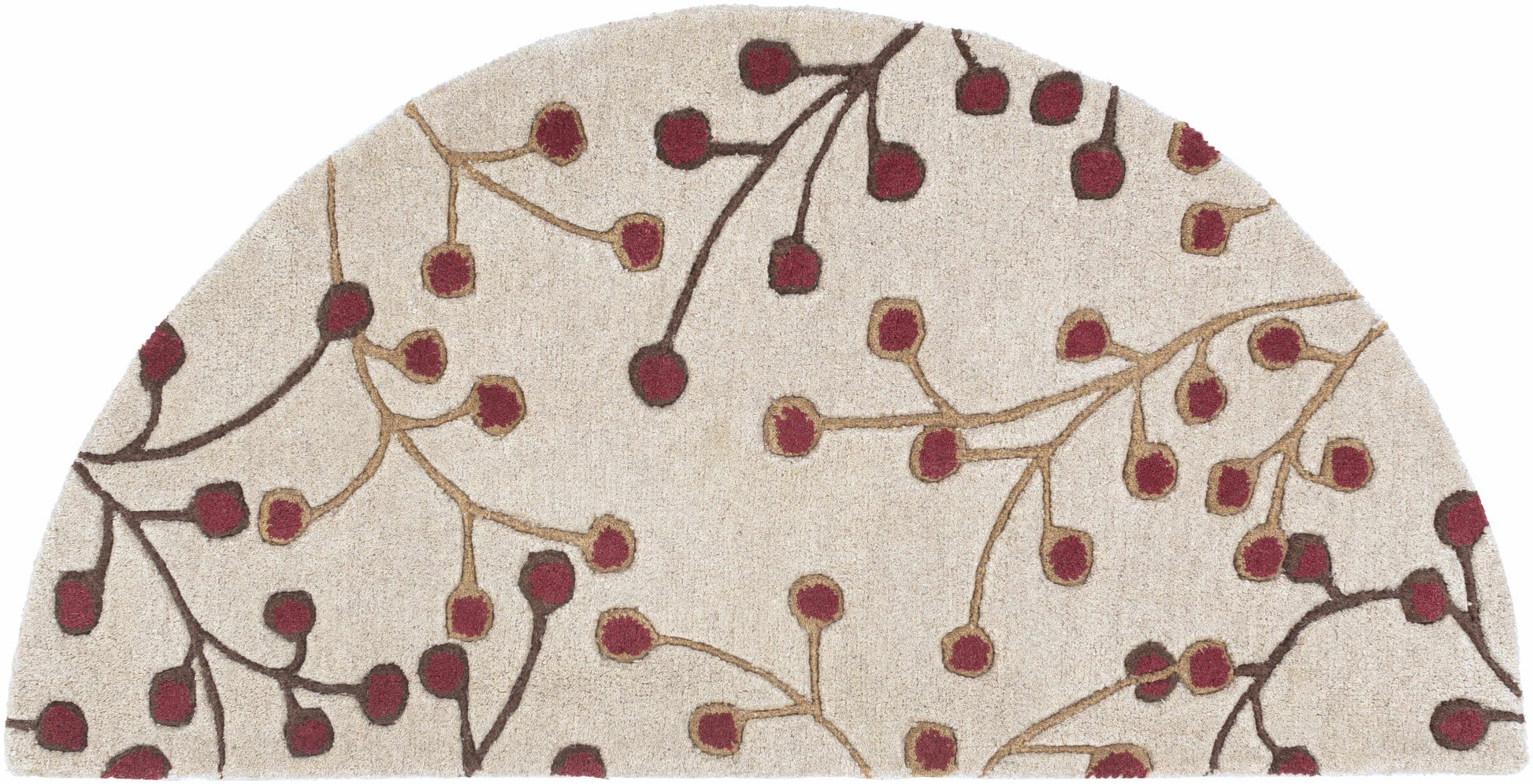 Beige Burgundy Modern Floral Wool Rug - 2’ x 4’ Hearth - Boutique Rugs