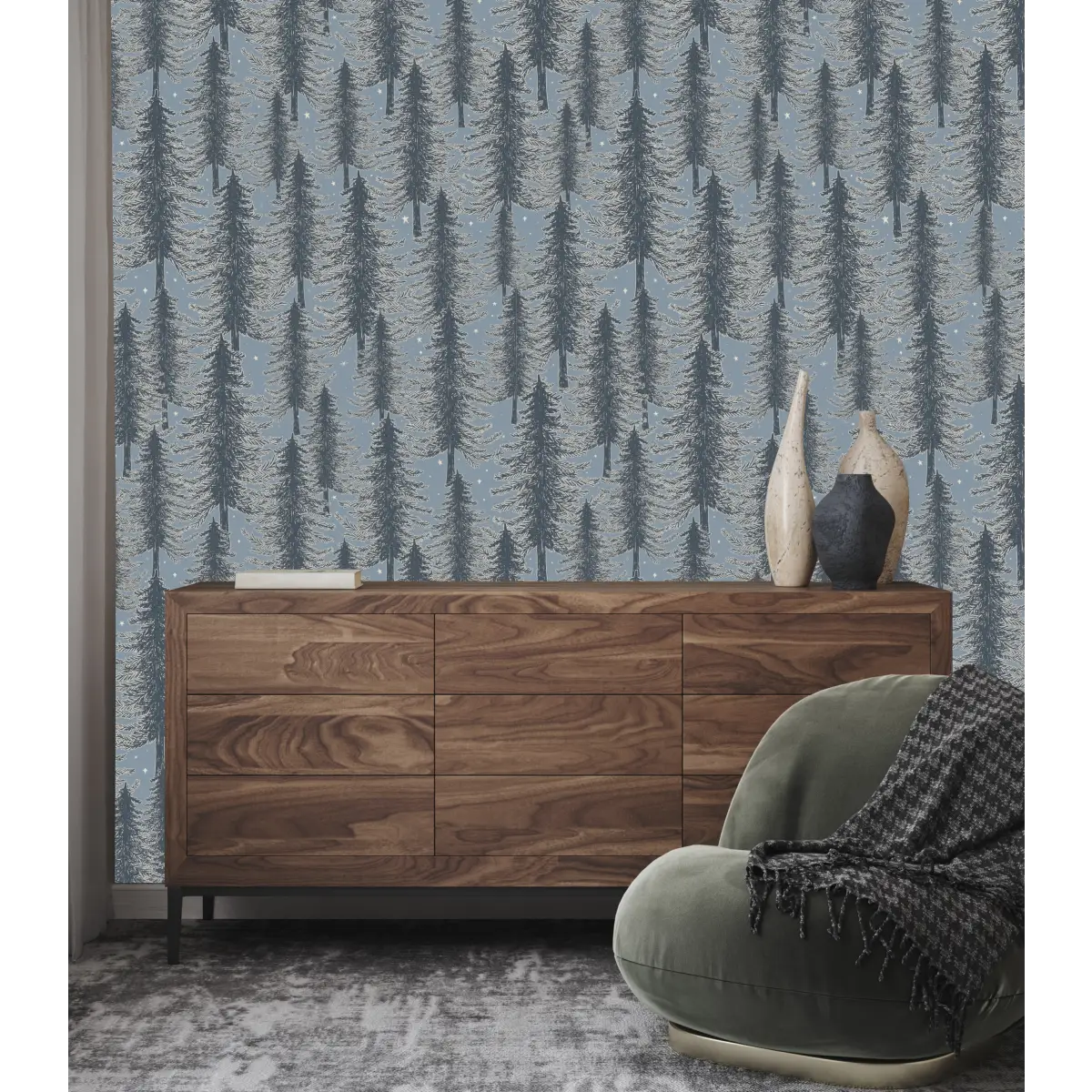 Mason Wallpaper - Forest of Pine Trees - by Brittany Polatis Design - Loomwell Home Goods
