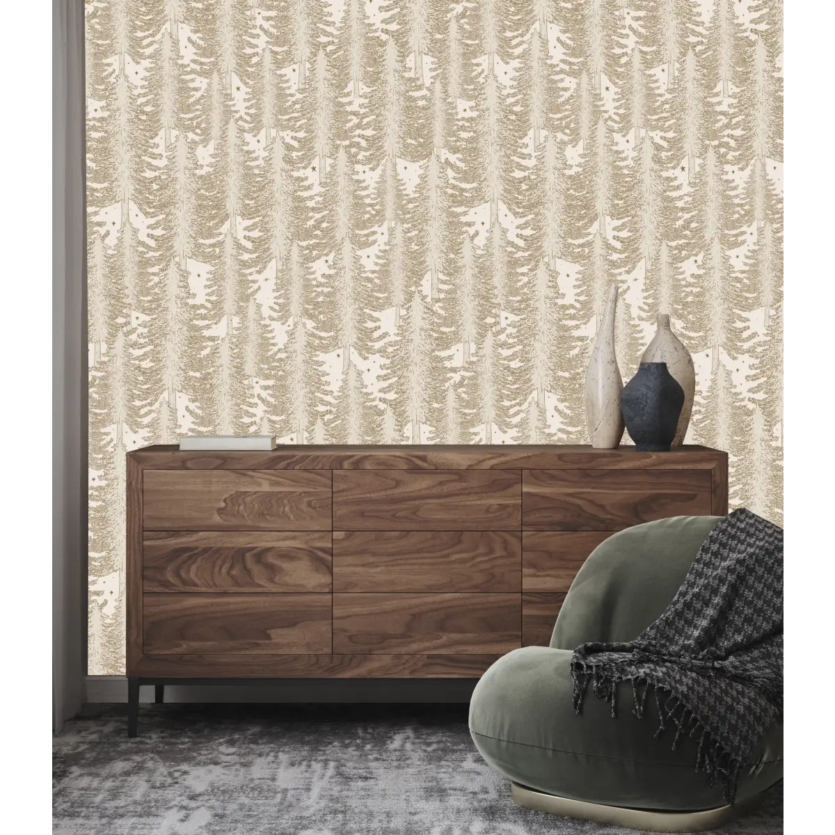 Mason Wallpaper - Forest of Pine Trees - by Brittany Polatis Design - Loomwell Home Goods