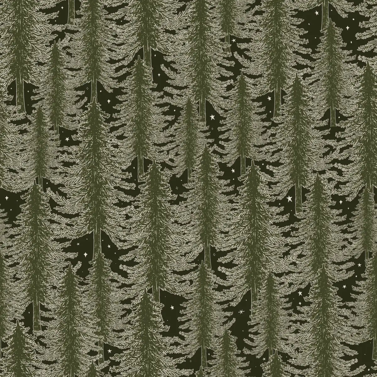 Mason Wallpaper - Forest of Pine Trees - by Brittany Polatis Design - Sample 1 foot by 1 foot / Black and Green