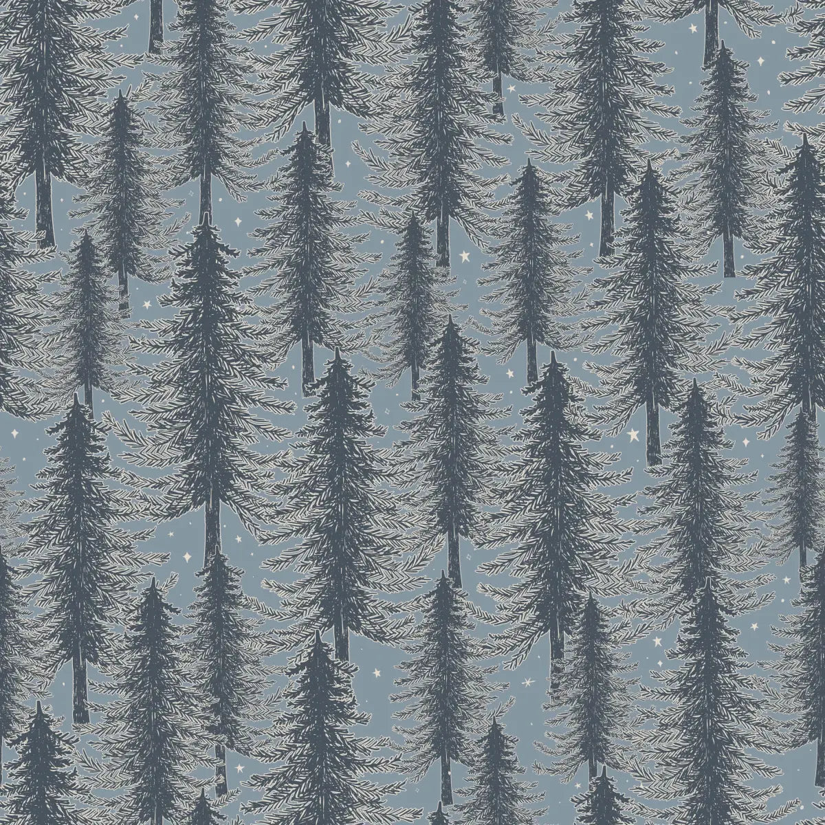 Mason Wallpaper - Forest of Pine Trees - by Brittany Polatis Design - Sample 1 foot by 1 foot / Blue - Loomwell Home