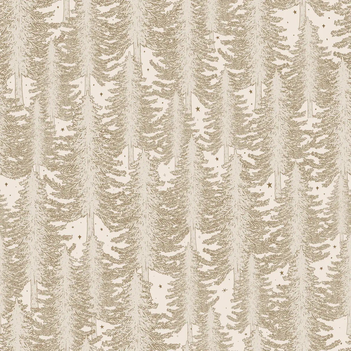 Mason Wallpaper - Forest of Pine Trees - by Brittany Polatis Design - Sample 1 foot by 1 foot / Cream - Loomwell Home