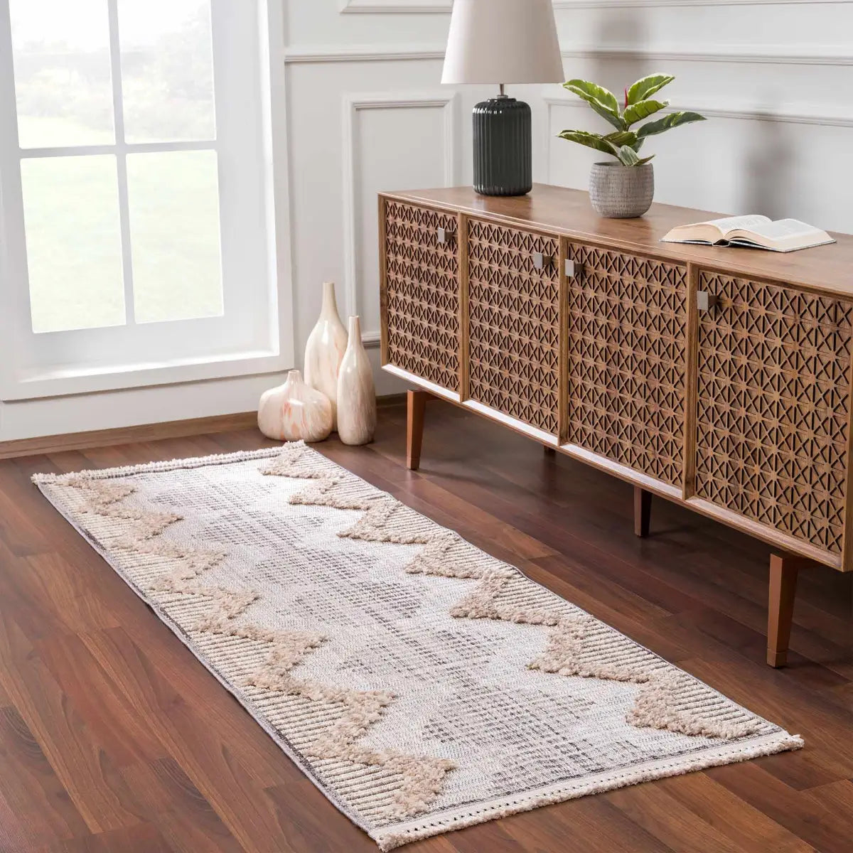 Maulawin Cream High-Low Area Rug - 2’7’’ x 7’3’’ Runner - Boutique Rugs