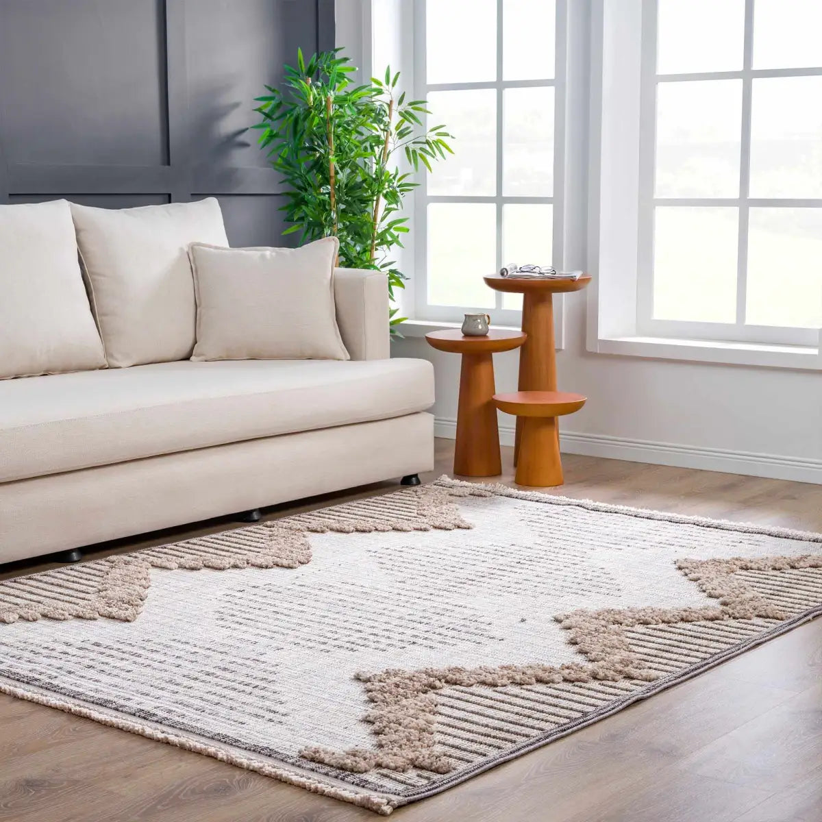 Maulawin Cream High-Low Area Rug - Boutique Rugs