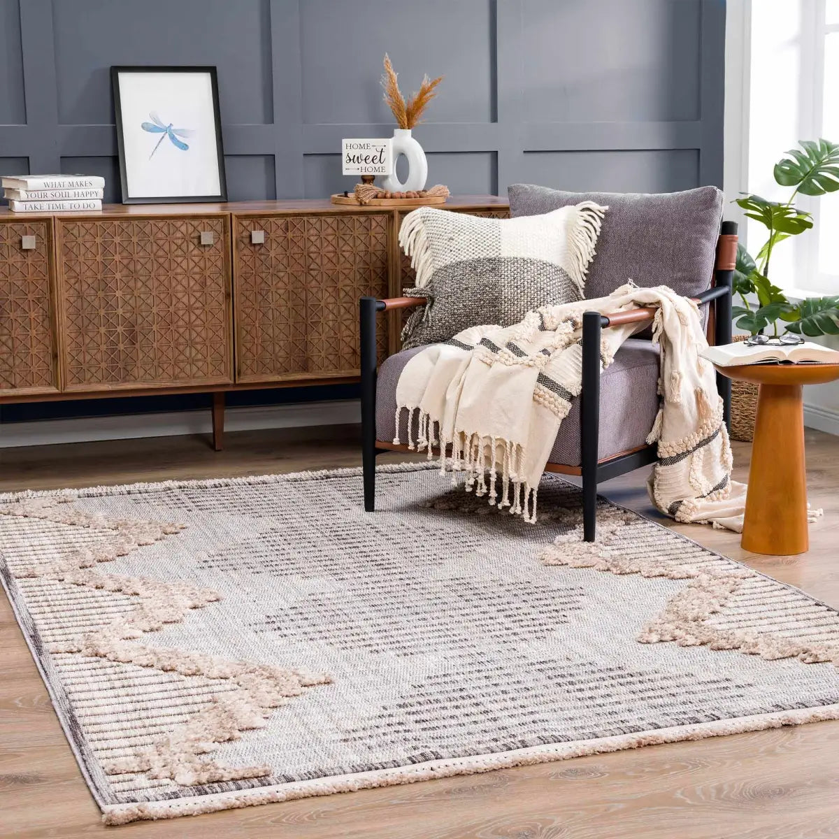 Maulawin Cream High-Low Area Rug - Boutique Rugs