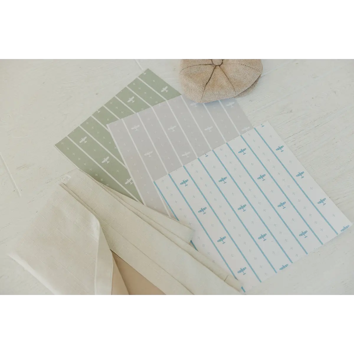 Maverick Wallpaper - Airplane Pinstripe for Kids - by Lauren Blair Hersey - Loomwell Home Goods