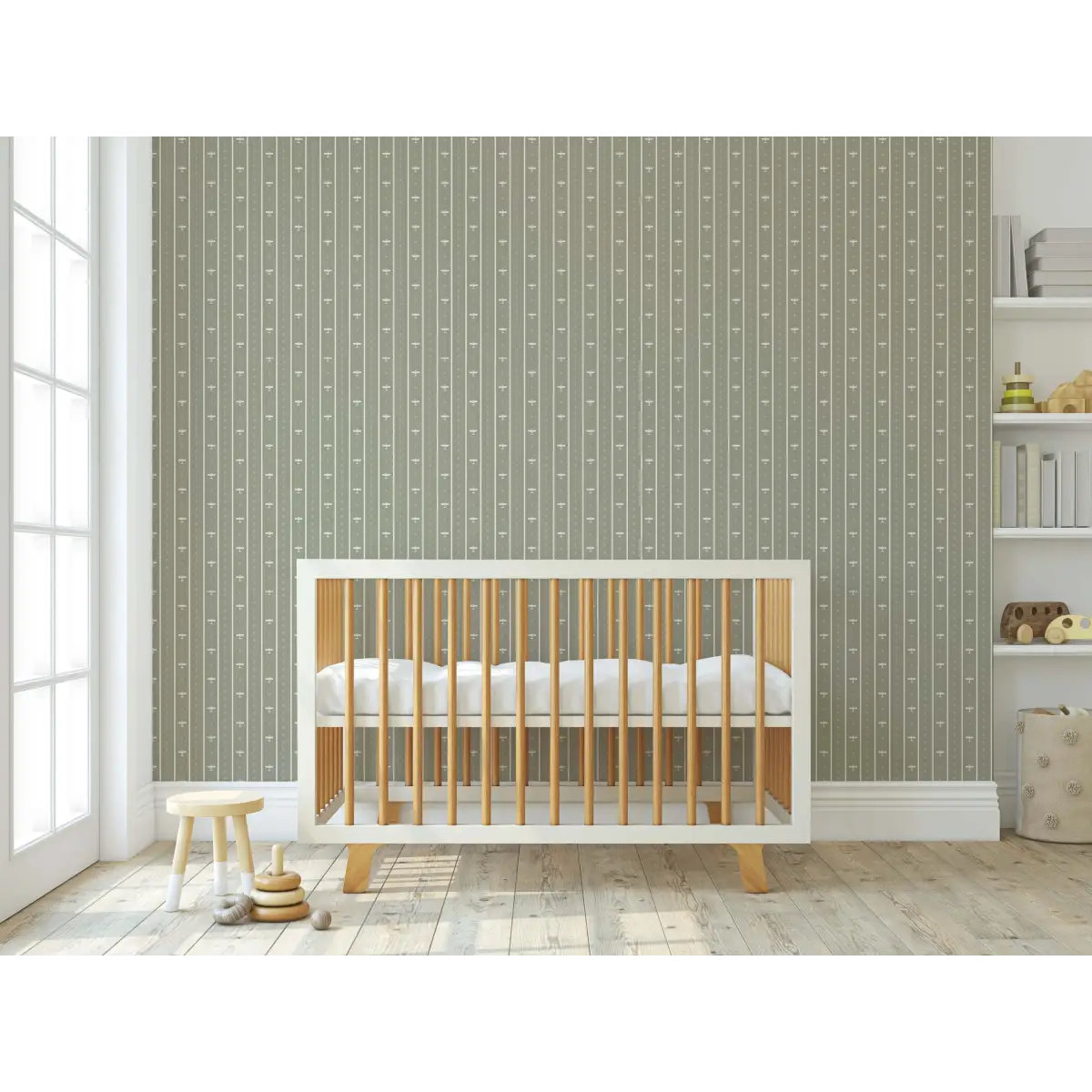 Maverick Wallpaper - Airplane Pinstripe for Kids - by Lauren Blair Hersey - Sample 1 foot by 1 foot / Small Scale