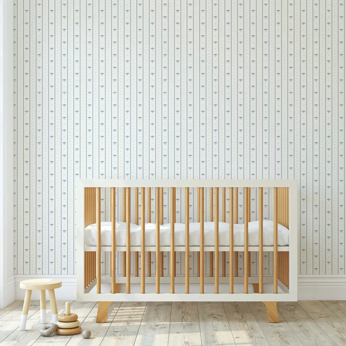 Maverick Wallpaper - Airplane Pinstripe for Kids - by Lauren Blair Hersey - Sample 1 foot by 1 foot / Small Scale