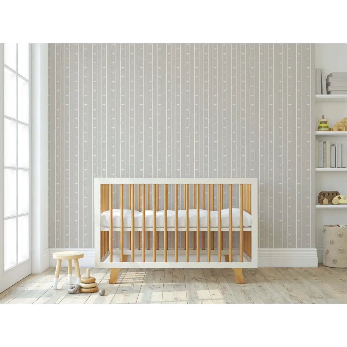 Maverick Wallpaper - Airplane Pinstripe for Kids - by Lauren Blair Hersey - Sample 1 foot by 1 foot / Small Scale
