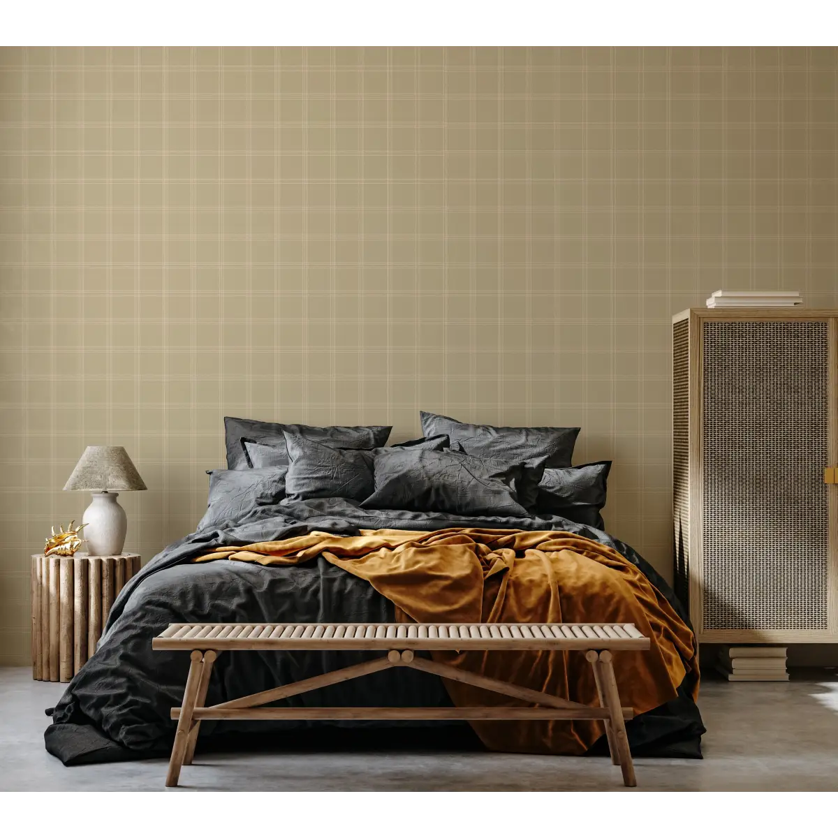 Max Wallpaper - Fine Line Check - by The Feral Flower - Loomwell Home Goods