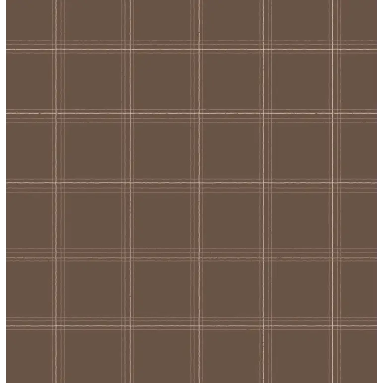 Max Wallpaper - Fine Line Check - by The Feral Flower - Sample 1 foot by 1 foot / Brown - Loomwell Home Goods