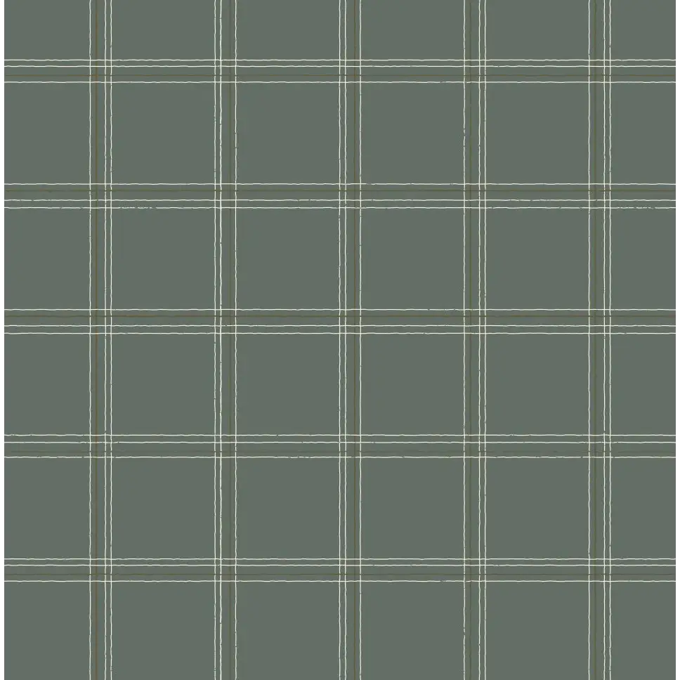 Max Wallpaper - Fine Line Check - by The Feral Flower - Sample 1 foot by 1 foot / Teal - Loomwell Home Goods