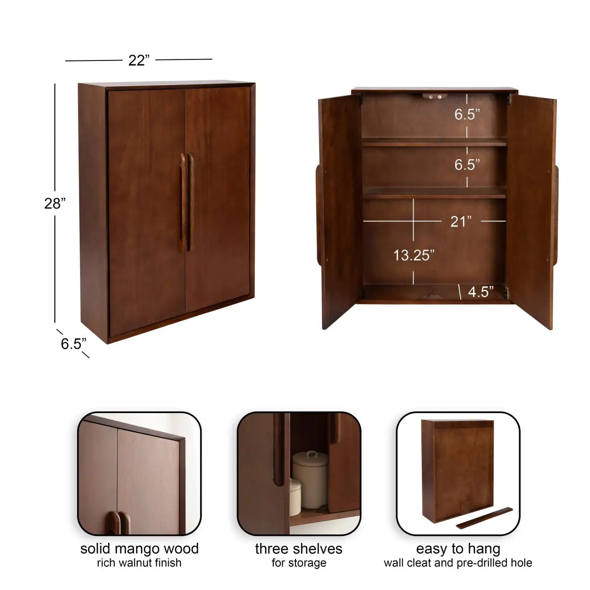 McCutcheon Floating Bathroom Cabinet - Walnut Brown - kateandlaurel