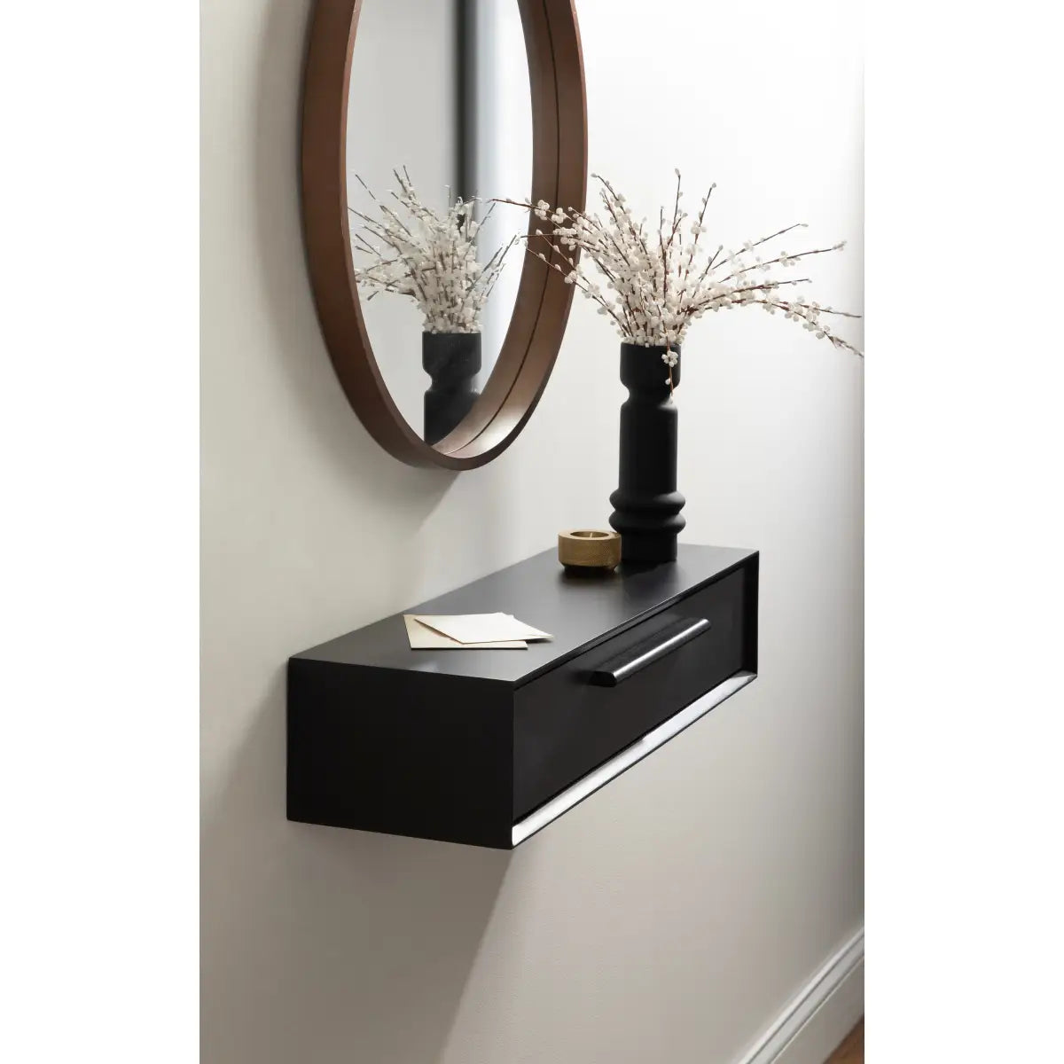 McCutcheon Floating Console Table with Flip Storage - kateandlaurel