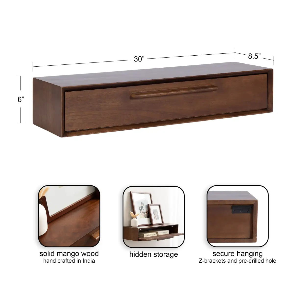 McCutcheon Floating Console Table with Flip Storage - kateandlaurel