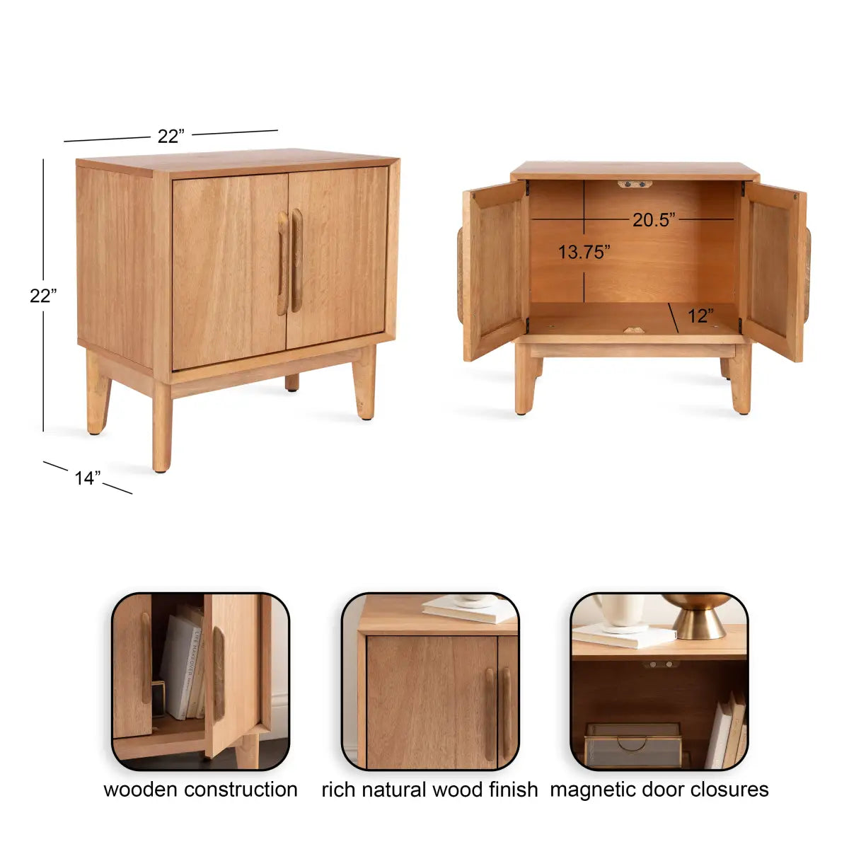 McCutcheon Side Table Cabinet with Storage - kateandlaurel
