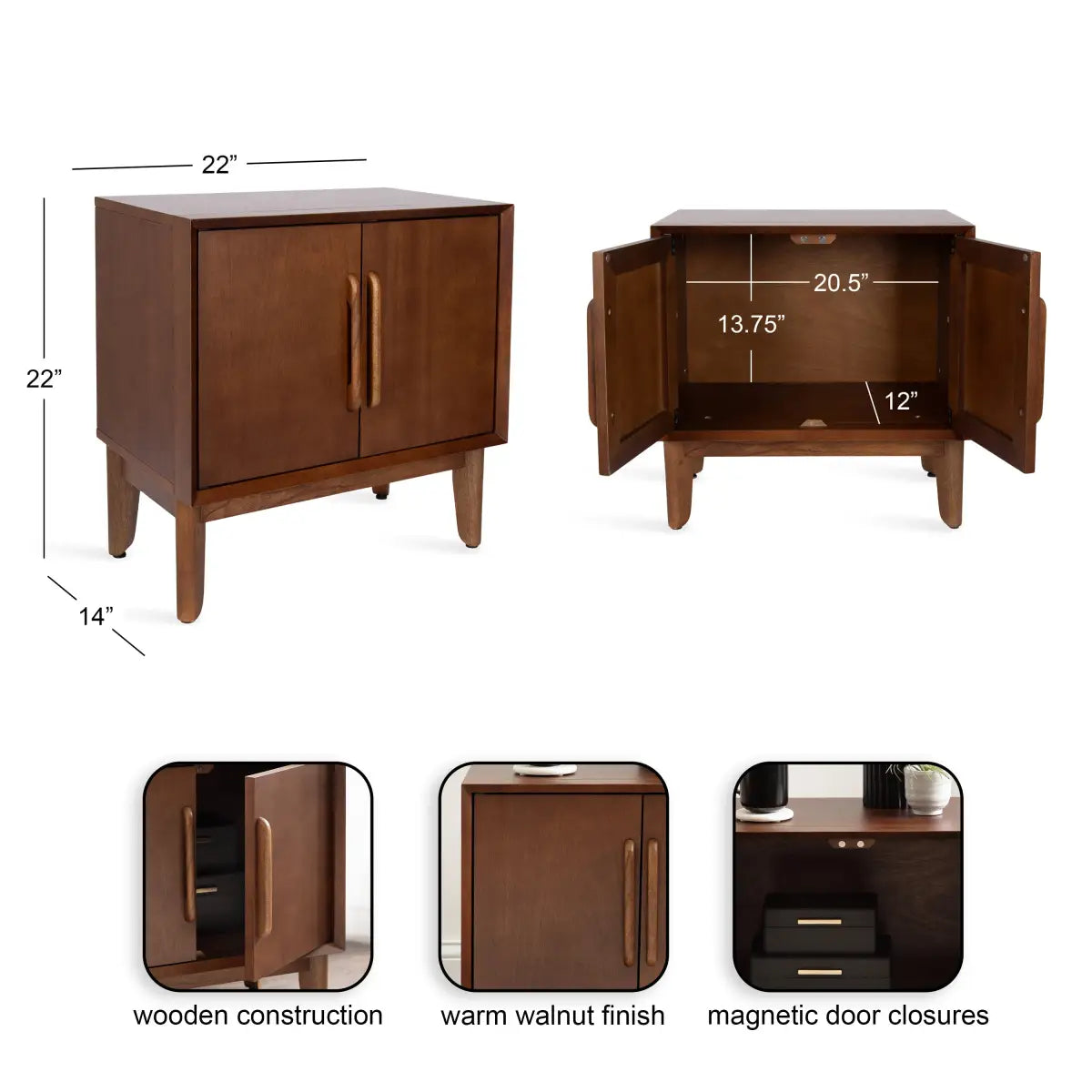 McCutcheon Side Table Cabinet with Storage - kateandlaurel