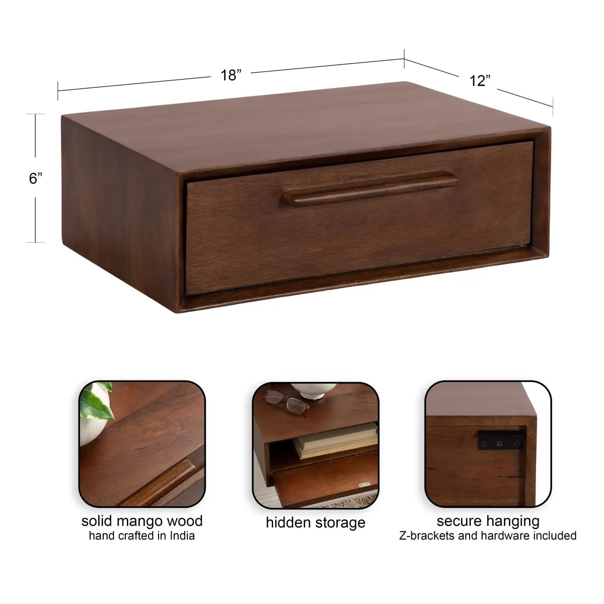 McCutcheon Wood Storage Shelf - Wall Mount - kateandlaurel