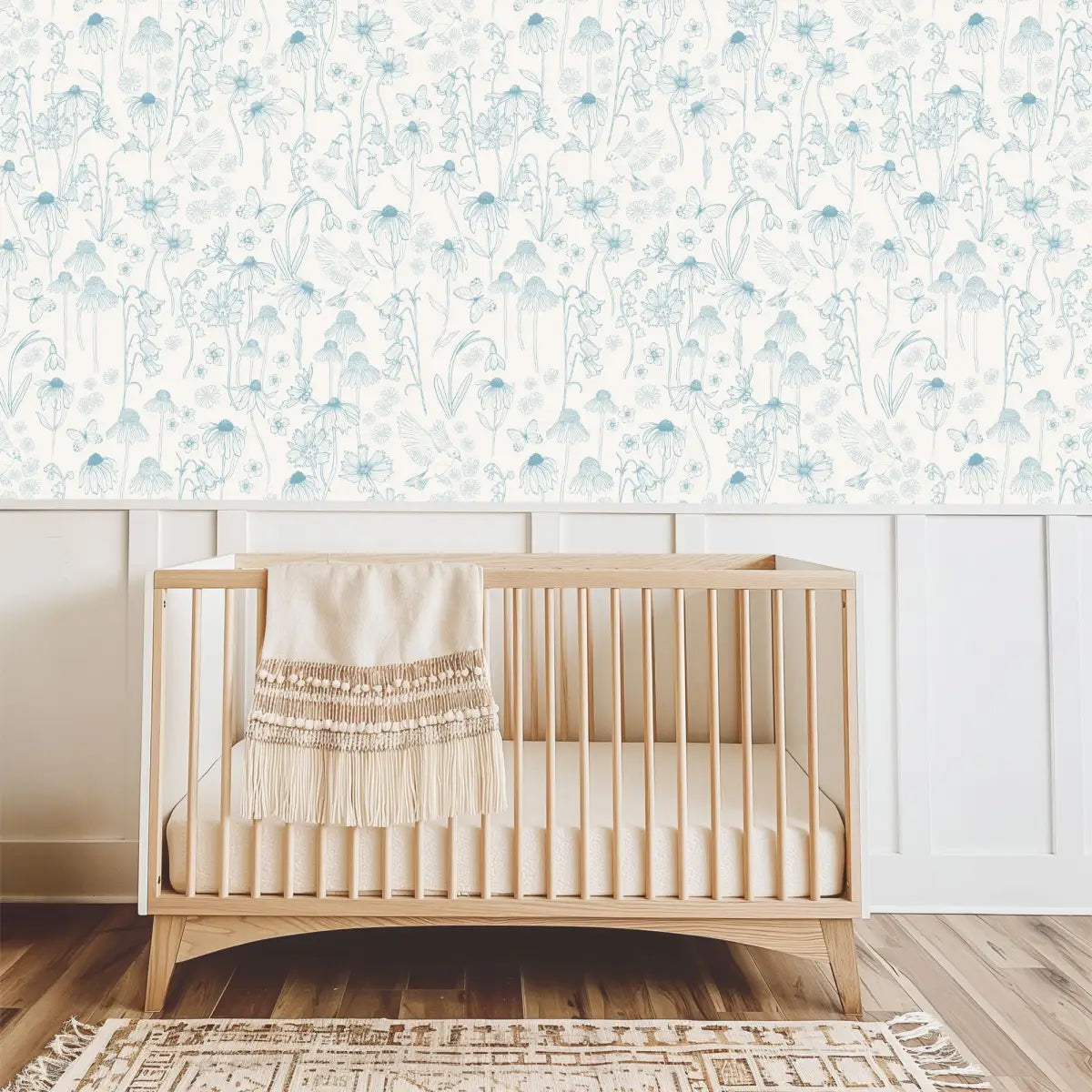 Melody Wallpaper - Butterflies and Birds among Flowers - by Brittany Polatis Design - Loomwell Home Goods