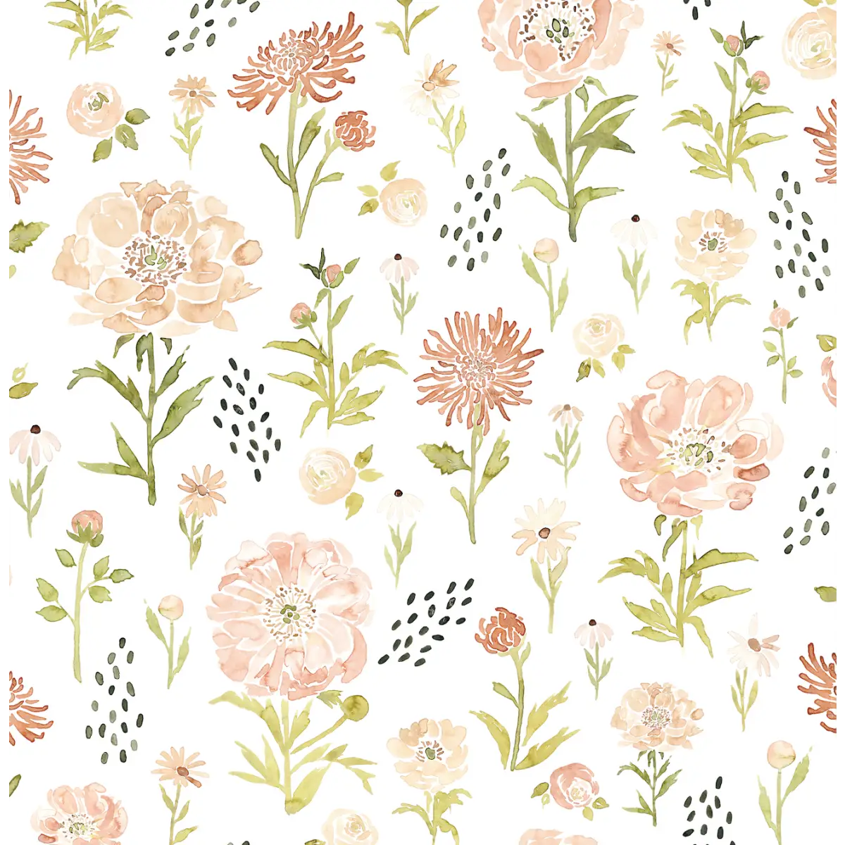 Mercedes Wallpaper - Watercolor Flowers - by Mackenzie Nelson - Loomwell Home Goods