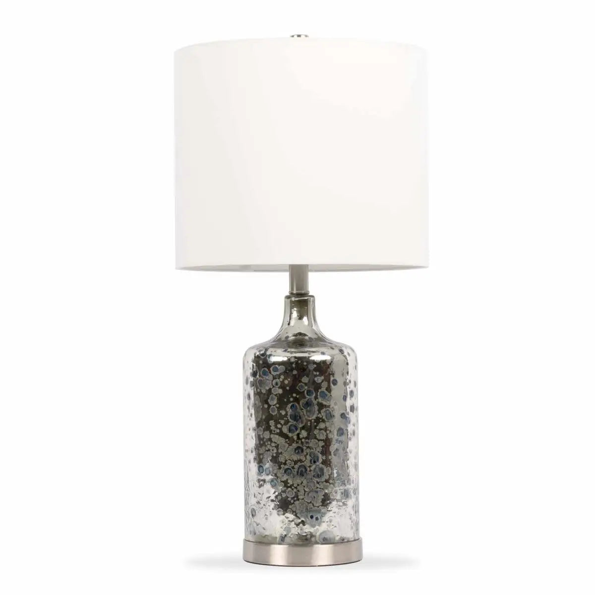 Mercury Glass Table Lamp with Drum Shade - 25’’H x 13’’W x 13’’D - Boutique Rugs