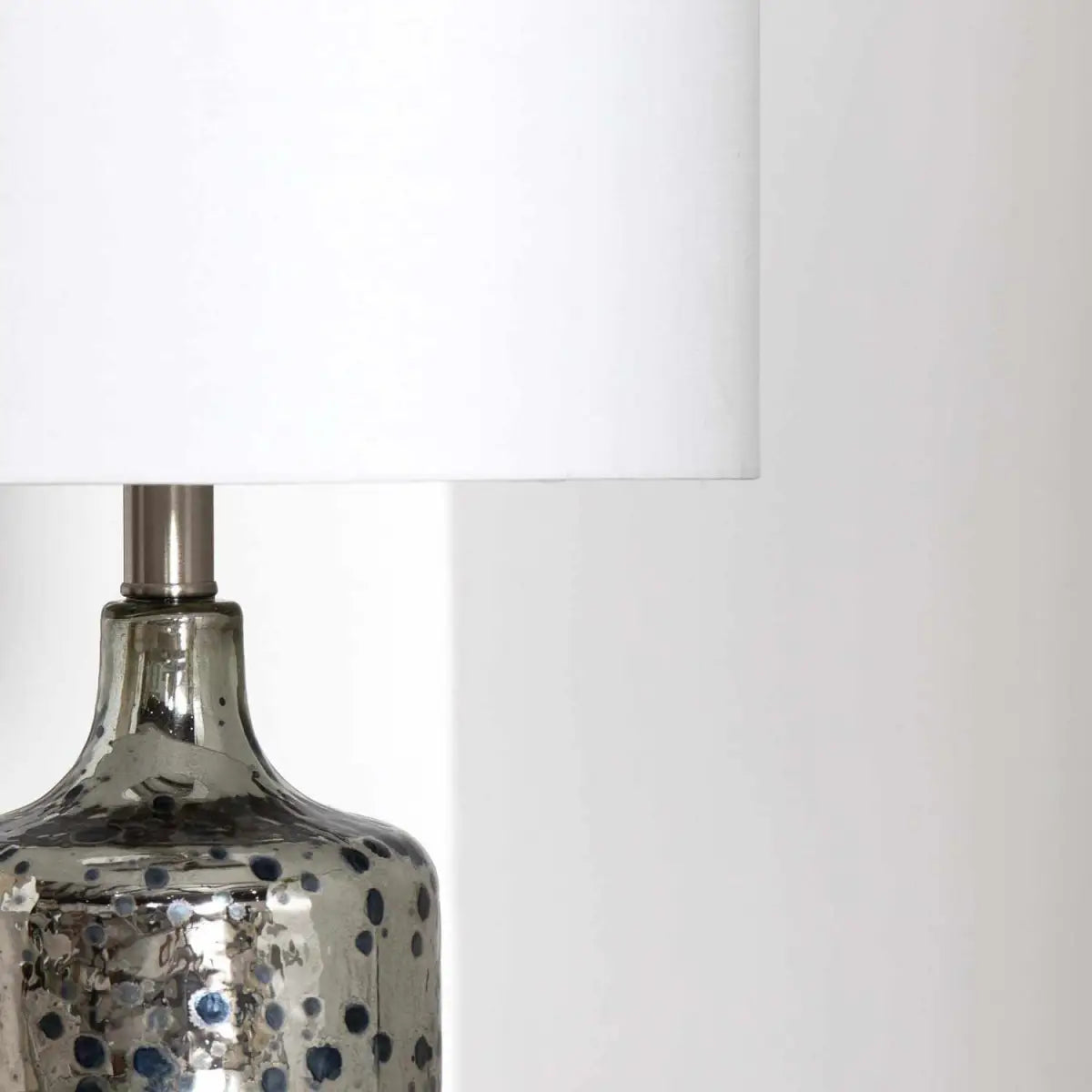 Mercury Glass Table Lamp with Drum Shade - 25’’H x 13’’W x 13’’D - Boutique Rugs