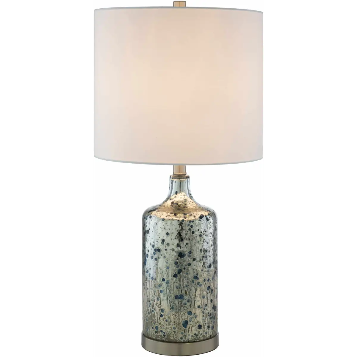 Mercury Glass Table Lamp with Drum Shade - 25’’H x 13’’W x 13’’D - Boutique Rugs