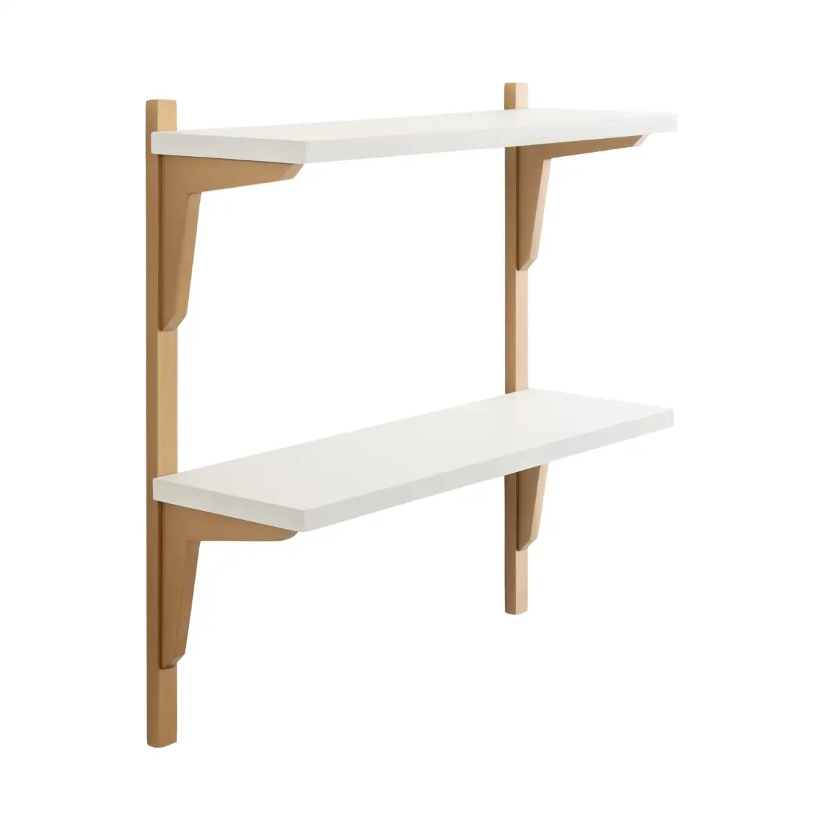 Meridien Wood Wall Shelf - Modern and Minimal - White/Gold / 24x8x24 - kateandlaurel