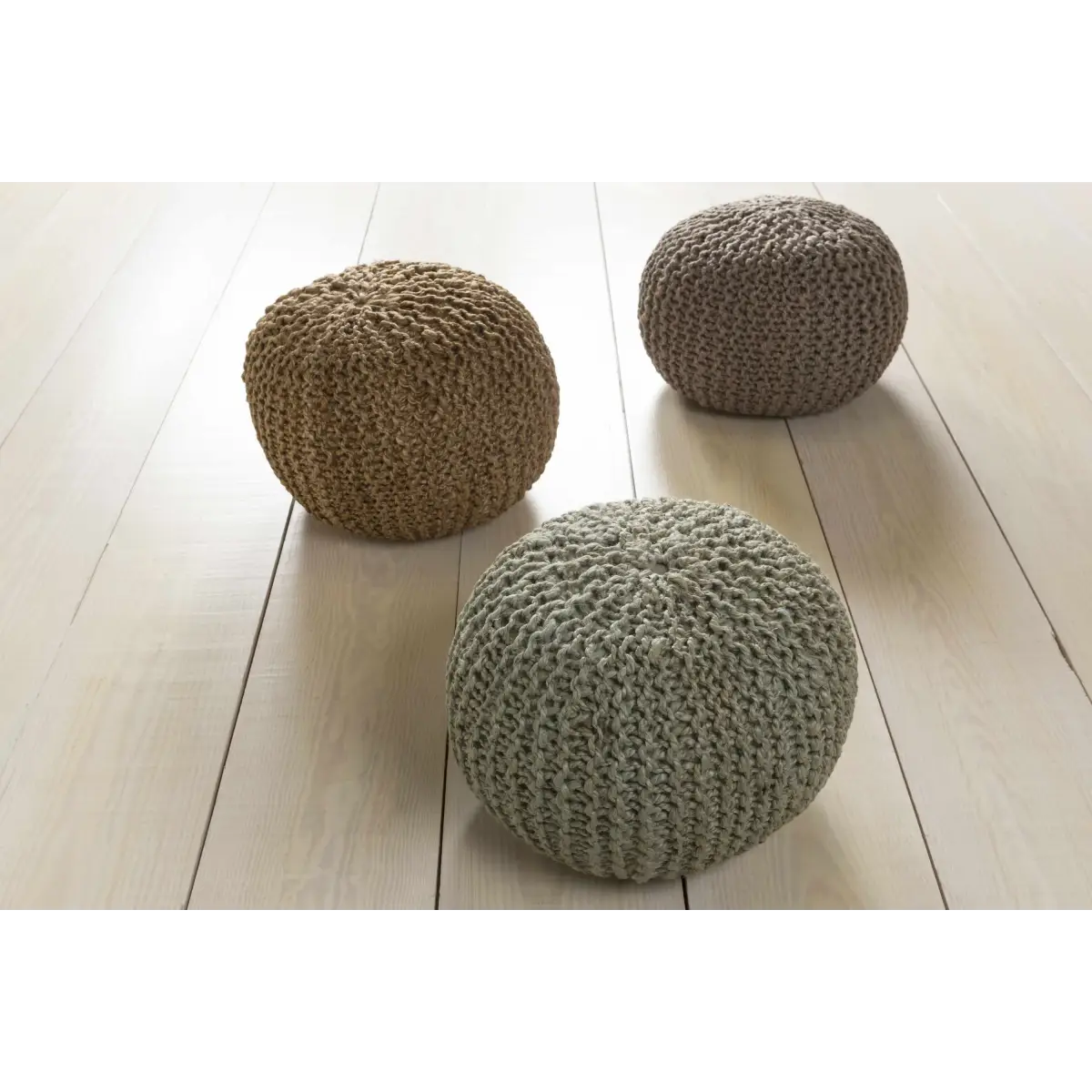 Merrittstown Knitted Jute Pouf - 20’’ x 20’’ x 14’’ Cylinder - Boutique Rugs